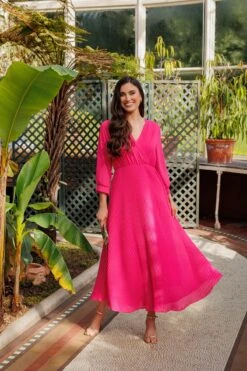 Pink Hannah Midi Dress