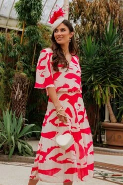 Pink Printed Michaela Dress 14 Pink Printed Michaela Dress -Fashion Clothing Accessories Store carraig donn pink printed michaela dress 789742