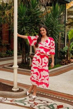 Pink Printed Michaela Dress 21 Pink Printed Michaela Dress -Fashion Clothing Accessories Store carraig donn pink printed michaela dress 791566