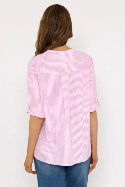 Pink Stripe Collarless Shirt 9 Pink Stripe Collarless Shirt -Fashion Clothing Accessories Store carraig donn pink stripe collarless shirt 658074