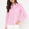 Pink Stripe Ruffle Shirt 1 Pink Stripe Ruffle Shirt -Fashion Clothing Accessories Store carraig donn pink stripe ruffle shirt 410517