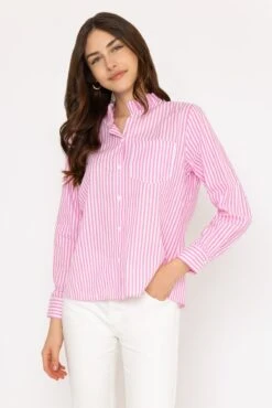 Pink Stripe Ruffle Shirt