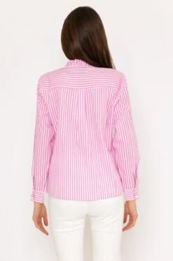 Pink Stripe Ruffle Shirt -Fashion Clothing Accessories Store carraig donn pink stripe ruffle shirt 496623