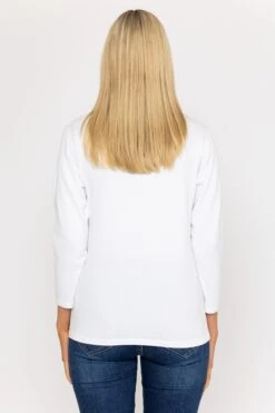 Plain Knit Sweater With Diamonte Detail In White -Fashion Clothing Accessories Store carraig donn plain knit sweater with diamonte detail in white 828008