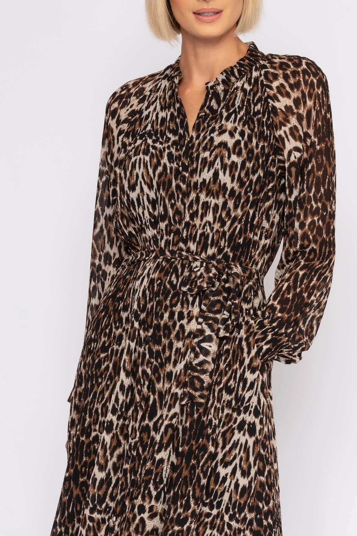 Pleated Midi Dress In Animal Print 8 Pleated Midi Dress In Animal Print - Image 6