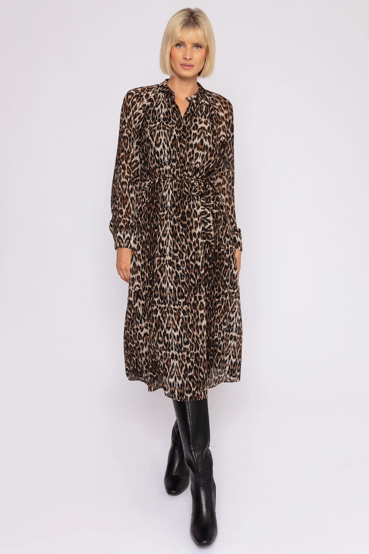 Pleated Midi Dress In Animal Print 7 Pleated Midi Dress In Animal Print - Image 5