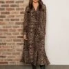 Pleated Midi Dress In Animal Print -Fashion Clothing Accessories Store carraig donn pleated midi dress in animal print 543777