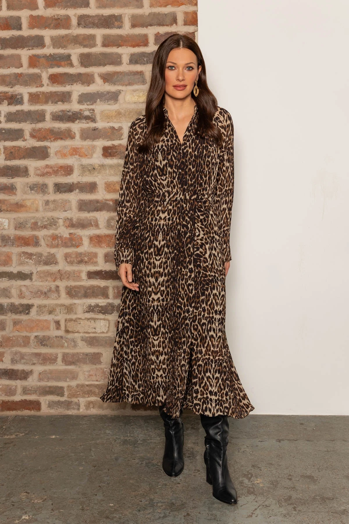Pleated Midi Dress In Animal Print 3 Pleated Midi Dress In Animal Print