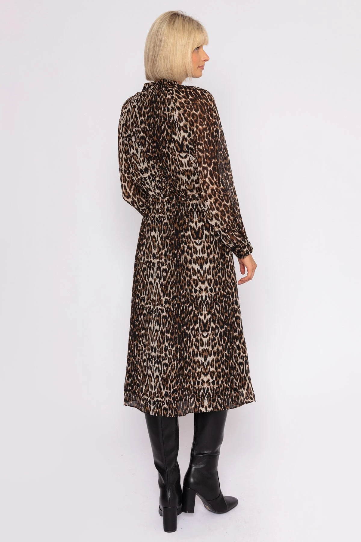 Pleated Midi Dress In Animal Print 10 Pleated Midi Dress In Animal Print - Image 8