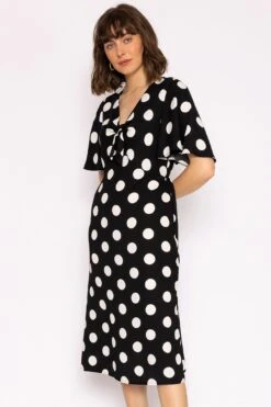 Polka Dot Dress In Black -Fashion Clothing Accessories Store carraig donn polka dot dress in black 109353