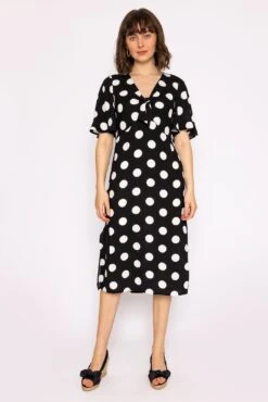 Polka Dot Dress In Black -Fashion Clothing Accessories Store carraig donn polka dot dress in black 379117