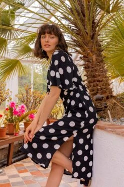 Polka Dot Dress In Black -Fashion Clothing Accessories Store carraig donn polka dot dress in black 646424