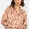 Polka Dot Print Blouse In Brown -Fashion Clothing Accessories Store carraig donn polka dot print blouse in brown 501660