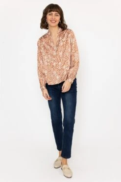 Polka Dot Print Blouse In Brown -Fashion Clothing Accessories Store carraig donn polka dot print blouse in brown 862728