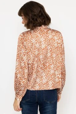Polka Dot Print Blouse In Brown -Fashion Clothing Accessories Store carraig donn polka dot print blouse in brown 864317