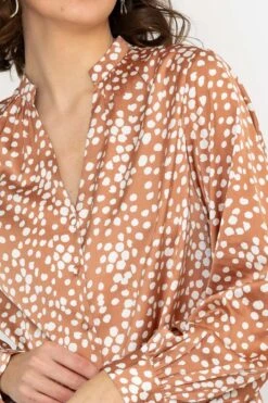 Polka Dot Print Blouse In Brown -Fashion Clothing Accessories Store carraig donn polka dot print blouse in brown 957691