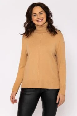Polo Knit Jumper In Camel