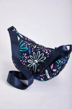 Printed Crescent Shape Crossbody In Navy -Fashion Clothing Accessories Store carraig donn printed crescent shape crossbody in navy 446861