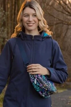 Printed Crescent Shape Crossbody In Navy