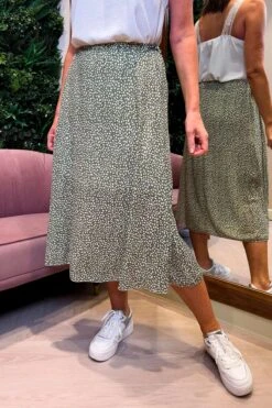 Printed Midi Skirt In Green -Fashion Clothing Accessories Store carraig donn printed midi skirt in green 226345