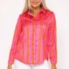 Printed Sateen Shirt In Pink Print -Fashion Clothing Accessories Store carraig donn printed sateen shirt in pink print 488201