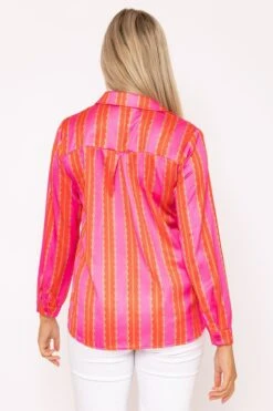 Printed Sateen Shirt In Pink Print -Fashion Clothing Accessories Store carraig donn printed sateen shirt in pink print 948248