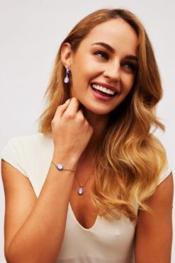 Purple Enamel And Opal Hoop Drop Earrings -Fashion Clothing Accessories Store carraig donn purple enamel and opal hoop drop earrings 418071