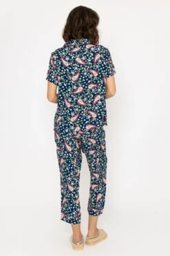 Pyjama Set With 3/4 Leg In Navy Print -Fashion Clothing Accessories Store carraig donn pyjama set with 34 leg in navy print 918293