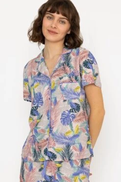 Pyjama Set With 3/4 Leg In Pink Print -Fashion Clothing Accessories Store carraig donn pyjama set with 34 leg in pink print 214407