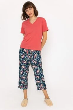 Pyjama Top And 3/4 Bottoms In Pink