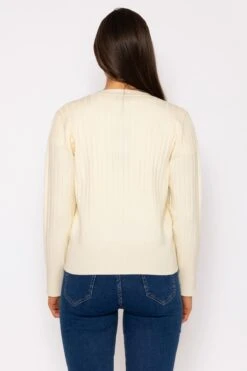 Rib Crop Cardigan In Ecru -Fashion Clothing Accessories Store carraig donn rib crop cardigan in ecru 365193