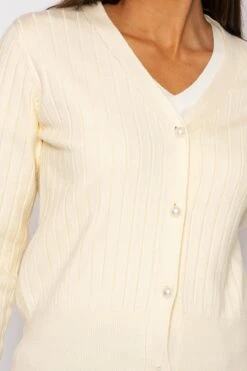 Rib Crop Cardigan In Ecru -Fashion Clothing Accessories Store carraig donn rib crop cardigan in ecru 683180