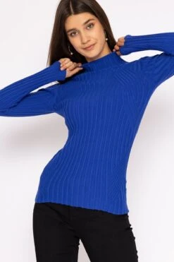 Rib Knit Top In Blue -Fashion Clothing Accessories Store carraig donn rib knit top in blue 560081