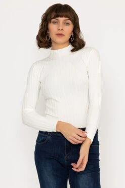 Rib Knit Top In Ecru -Fashion Clothing Accessories Store carraig donn rib knit top in ecru 256605