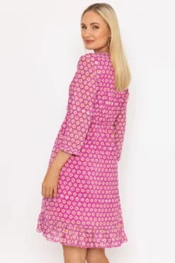 Roisin Knee Length Dress In Pink Print -Fashion Clothing Accessories Store carraig donn roisin knee length dress in pink print 145634