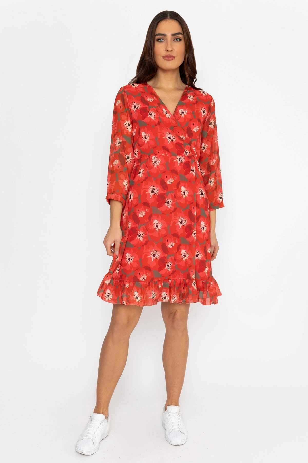 Roisin Knee Length Dress In Red Print 5 Roisin Knee Length Dress In Red Print - Image 3