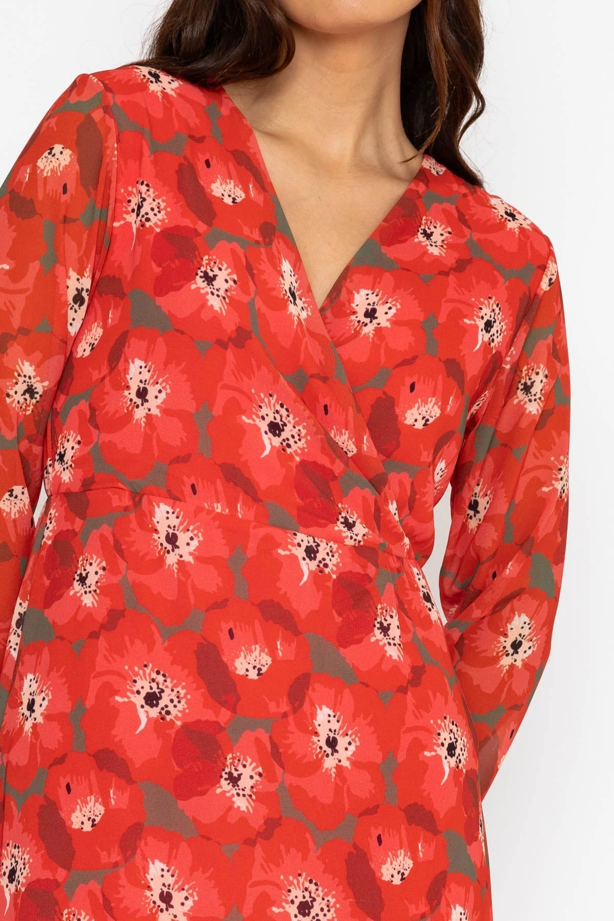 Roisin Knee Length Dress In Red Print 4 Roisin Knee Length Dress In Red Print - Image 2