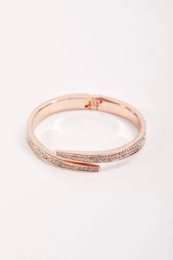 Rose Gold Hinge Diamante Bangle