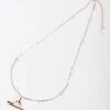 Rose Gold T-Bar Charm Necklace