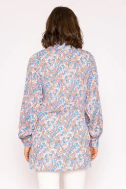 Ruched Longline Blouse In Blue Print -Fashion Clothing Accessories Store carraig donn ruched longline blouse in blue print 839267