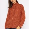 Ruffle Blouse In Rust Print -Fashion Clothing Accessories Store carraig donn ruffle blouse in rust print 347017