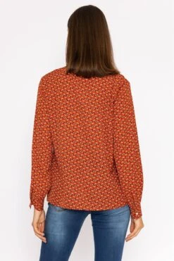 Ruffle Blouse In Rust Print -Fashion Clothing Accessories Store carraig donn ruffle blouse in rust print 805512