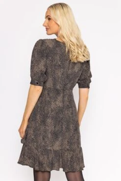 Ruffle Hem Dress In Leopard Print -Fashion Clothing Accessories Store carraig donn ruffle hem dress in leopard print 176136