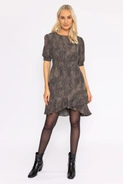 Ruffle Hem Dress In Leopard Print -Fashion Clothing Accessories Store carraig donn ruffle hem dress in leopard print 267993