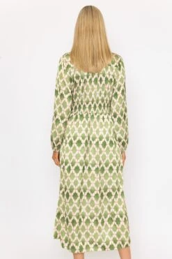 Sateen Cliodhna Midi Dress In Khaki -Fashion Clothing Accessories Store carraig donn sateen cliodhna midi dress in khaki 632760