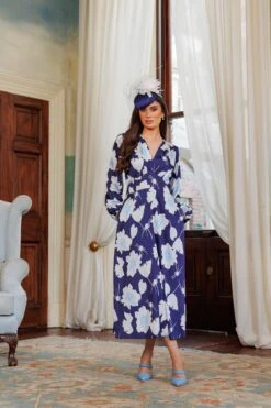 Sateen Cliodhna Midi Dress In Navy