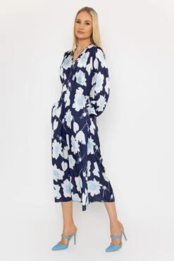 Sateen Cliodhna Midi Dress In Navy -Fashion Clothing Accessories Store carraig donn sateen cliodhna midi dress in navy 515190