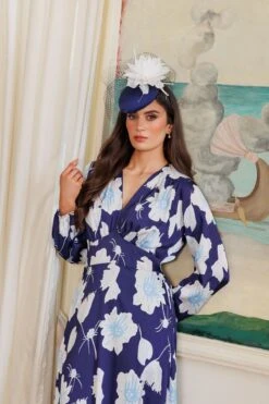 Sateen Cliodhna Midi Dress In Navy -Fashion Clothing Accessories Store carraig donn sateen cliodhna midi dress in navy 576475