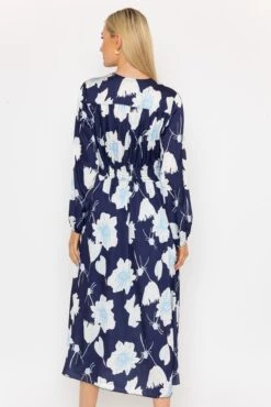 Sateen Cliodhna Midi Dress In Navy -Fashion Clothing Accessories Store carraig donn sateen cliodhna midi dress in navy 591948