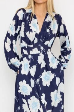 Sateen Cliodhna Midi Dress In Navy -Fashion Clothing Accessories Store carraig donn sateen cliodhna midi dress in navy 929607